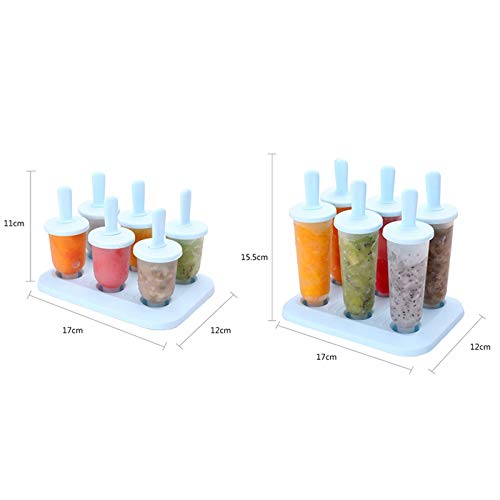 VANGOAL Popsicle Molds, 6 Popsicle Holder Popsicle Maker DIY Homemade Mini Popsicle Molds with Tray and Reusable Sticks for Ice Pop Frozen Yogurt Juice Fruit No Drip for Baby Kids (Small Blue) - Thumbnail 5