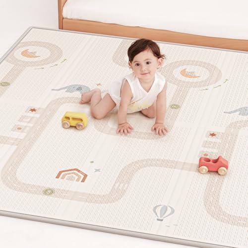 BG-BABYGO Krabbelmatte & Spielmatte für Babys– Faltbare, wasserdichte Babymatte für Neugeborene und Krabbelkinder – Weiche Schaumstoffmatte als Spielteppich (Elephant, 147 * 175 *