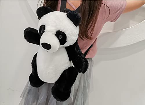Casual Animal Backpack Panda Backpack Cartoon Plush Small Backpack (White/Black-1)2
