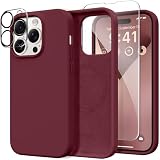 Picture of GONEZ for iPhone 14 Pro Max Case Silicone, Compatible with MagSafe, with Screen Protector + Camera Lens Protector, Liquid Silicone Shockproof Protective Phone 14 ProMax Case 6.7", Maroon