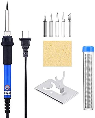 TBBSC 60W 110V Soldering Iron Kit - Adjustable Temperature, 5pcs Different Tips, Soldering Stand and Additional Solder Tube for Variously Repaired Usage