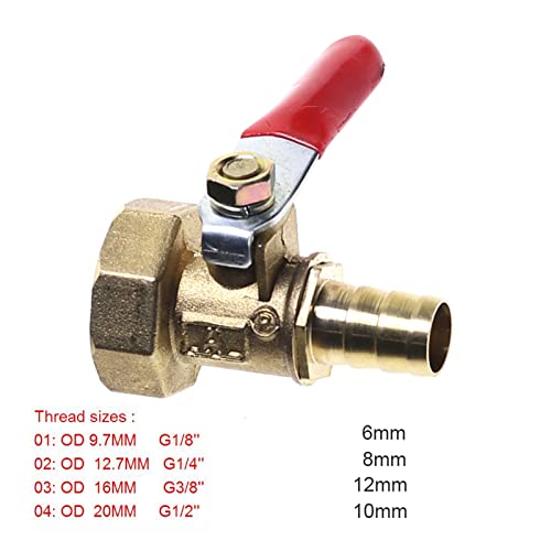 Robinet à bille en laiton massif 6mm avec filetage mâle haute précision - 4