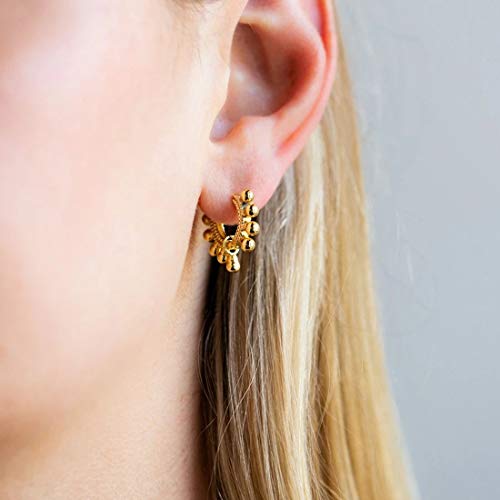 MEVECCO Dainty Gold Hoop Earrings for Women 18K Gold Plated Spike Huggie Hoop Earrings Geometry Handmade Minimalist Hypoallergenic Hoop Earrings for Her Gifts4