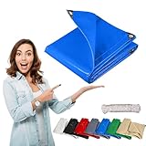Bootsplane 140 x 190 cm Reißfest, Schimmelresistent, Schutzplane Allzweckplane Holzabdeckplane mit Ösen & Verstärkte Gummiecken für Camping & Outdoor Garten, Blau
