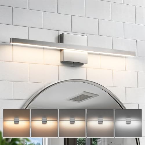 Epinl Brushed Nickel Vanity Light for Bathroom - 23.6inch Bathroom Vanity Light Fixture Dimmable 5CCT Modern Bathrooms Sconce 18W LED Bathrooms Wall Lighting Fixture Over Mirror