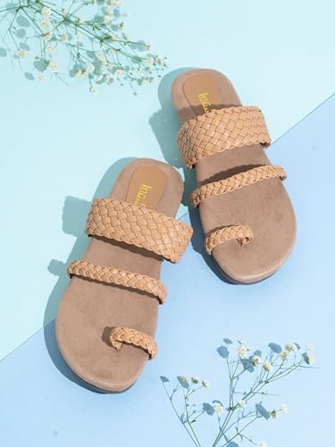 Image of Inc.5 Womens Beige Casual Solid Round Toe Sandals