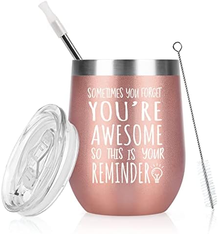 Livole Inspirational Gifts for Women, Best Friends, Sister, Thank You Gift Ideas for Her, Men, Colleagues, Employee, Christmas Gifts for Women, 12oz Stainless Steel Insulated Wine Tumbler with Lid