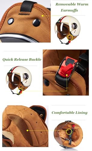 Casque moto jet avec visière de protection rétro pour chopper