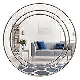 Sheffield Home 28 Inch Round Distressed Silver Mirror on Mirror Wall Mirror