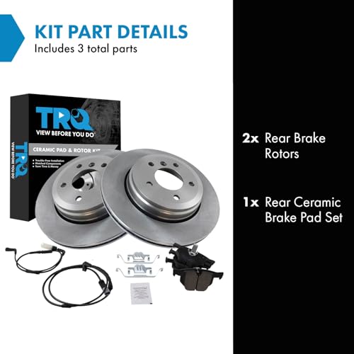 Image of TRQ Rear Brake Pad and Rotor Set Ceramic Vented Rotors | For 2004-2007 BMW 525i 2004-2007 530i 2008-2010 528i
