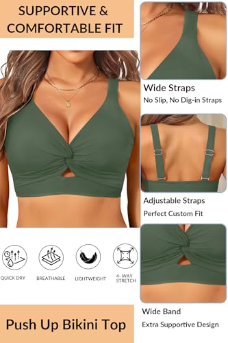 Image of Women's Bikini Top - Supportive Swimsuit for Large Bust - 2025 Cut Out Twist Swim Top