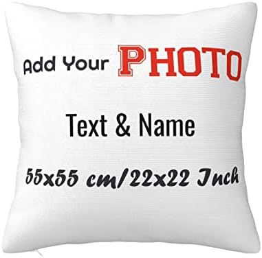 Personalised Cushion Covers Printed Photo & Text Gifts Customised Cushion Case Covers for Him Her! Print Family Kids Pet Memories, Custom Square Throw Pillowcases 45 x45cm/18"x18" without Filling
