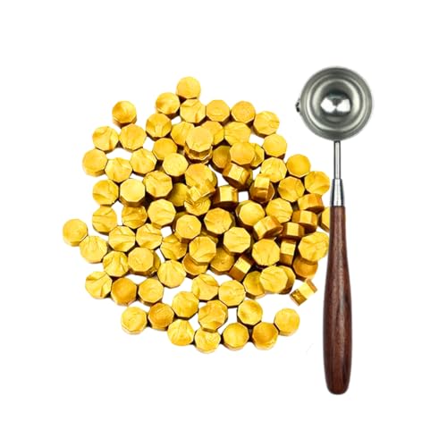 Colher para derreter cera de sinete clichê, carimbo literário de cera + 100 ceras (Cera dourada)