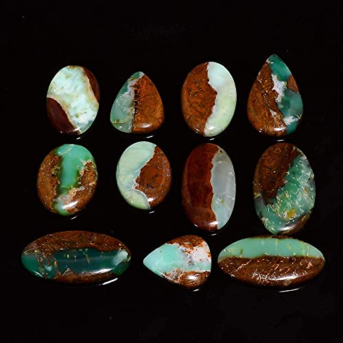 Gemkora 3Pcs Natural Bi-Chrysoprase Gemstone Wholesale Cabochons Lot, Jewelry Making Loose Gemstone, Polished Home Decor Specimen, Diy, Wire Wrapping, Reiki, Healing Crystals, Bulk Gemstone Deal #TOP2