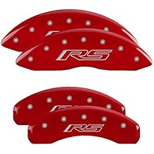 MGP Brake Caliper Covers Compatible with 2010-2015 Chevrolet Camaro Requires 18"+ Wheels, V6 Powder-Coated Finish, 4 PCS Front and Rear - Red, RS Gen 5/6 Engraving