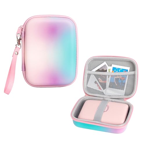 Materiale: realizzato in materiale EVA duro - superficie in pelle PU, impermeabile e antipolvere, non si deforma facilmente; interno in morbido velluto di alta qualità antigraffio, antiurto e protegge la mini fotocamera evo e la stampante mini link dai graffi. È una custodia rigida ma leggera.
