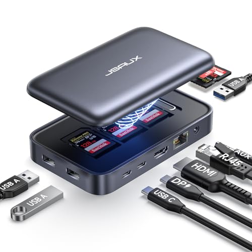 JSAUX Laptop USB C Docking Station, USB C Magnetic Hub with 4K@60hz HDMI, 100W PD, USB A&C 3.0, 1000Mbps Ethernet, SD/TF, for HP/MacBook/Dell/Lenovo etc