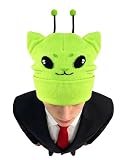 Alien Cat Ears Beanie, Green Hat Knit Meme Gifts Cute Funny Crazy Hats for Costume Accessories Adults