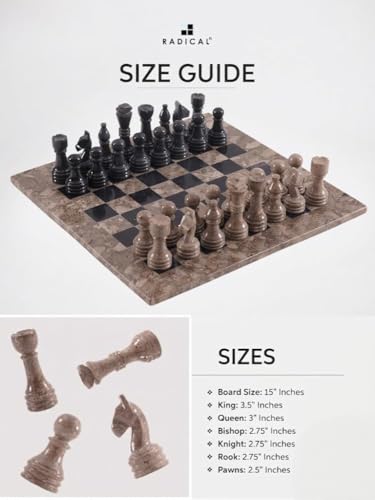 Set de ajedrez de mármol Radicaln 15" con 32 piezas miniatura 5
