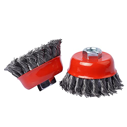 Wire Cup Wheel Brush,3 Inch Twisted Knotted With 5/8-Inch-11 Unc Threaded Arbor For Heavy Cleaning Rust,Stripping And Abrasive For Angle Grinder #TOP1