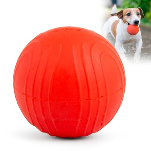 Jeffers Pet Natural Rubber Dog Chew Toy – Red Bouncing Ball with Waves, Medium – Vanilla Scent, Durable, Non-Toxic, Dishwasher Safe, Interactive Fetch & Tug Toy - Perfect for Training