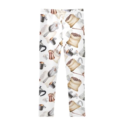 Coffee Making Tools Girls Leggings,Workout Leggings for Girls Toddler Athletic Leggings Size for 3-10T2