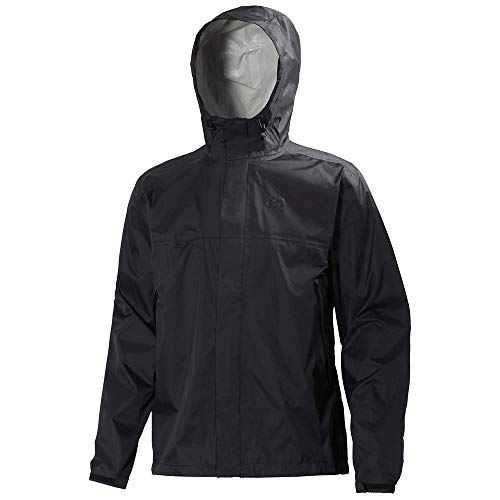 Helly Hansen Men's Loke Lightweight Hooded Waterproof Windproof Breathable Rain Coat Jacket, 990 Black, Small