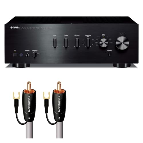 Image of Yamaha A-S301 Amplifier Bundle w /AudioQuest Jack Russell Cable (Black) | Integrated amplifier with 60W x 2, optical /coaxial inputs, Pure Direct and AudioQuest Jack Russell 4m subwoofer cable