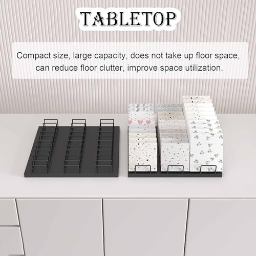 Desk Extender Pegboard,Desktop Metal Tile Display Rack with 30 Card Slots, Large Capacity Marble Slab Display Stand for Building Material Samples, Tile Organizer Shelf(White,3 Rows)