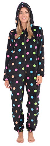 Body Candy Women's Cute Plush Animal Onesie With Hood One Piece Adult Pajama (Dots, Large) #TOP13