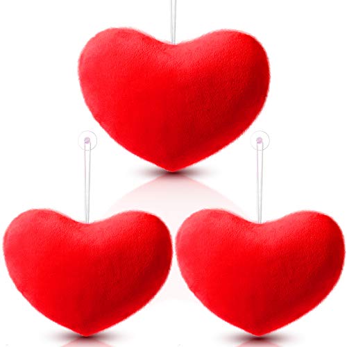 3 Pieces Valentine Heart Plush Hanging Heart Throw Pillows Plush Heart Cushion Plush Symbol Figure Accessories For Valentine's Day, Living Room, Office (Red) #TOP23