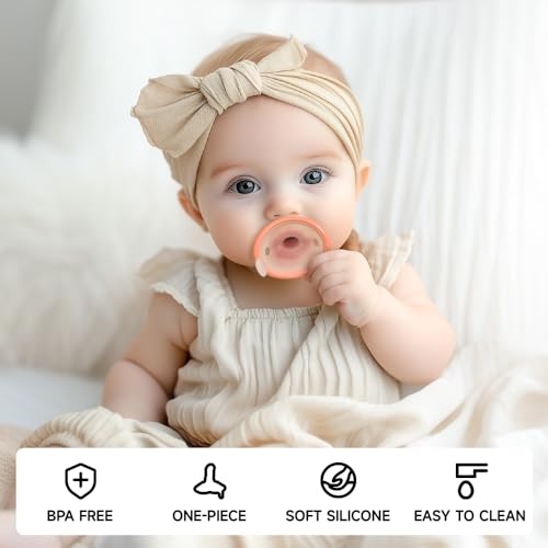 Image of Garkoko Baby Pacifiers 0-6 Months One-Piece Pacifiers 0-3 Months BPA-Free Lightweight Soft Silicone Newborn Pacifier for Breastfed Babies