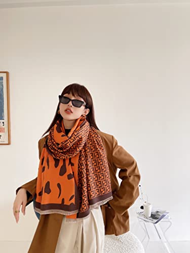 Large Fashion Pashmina Shawls And Wraps For Women Evening Dresses Extra Long Soft Cashmere Feel Birthday Gifts Throw Warm Winter Womens Fall Scarfs Shawls And Wraps For Wedding Christmas In Orange #TOP4