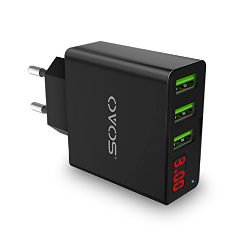 OVOS USB Ladegerät 3 Ports Mehrfachanschluss Handy Wand USB Adapter für und mehr (schwarz) Cover