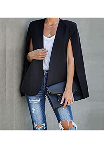 YMING Womens Solid Color Cape Blazer Split Sleeve Open Front Jacket Elegant Casual Coat Workwear2