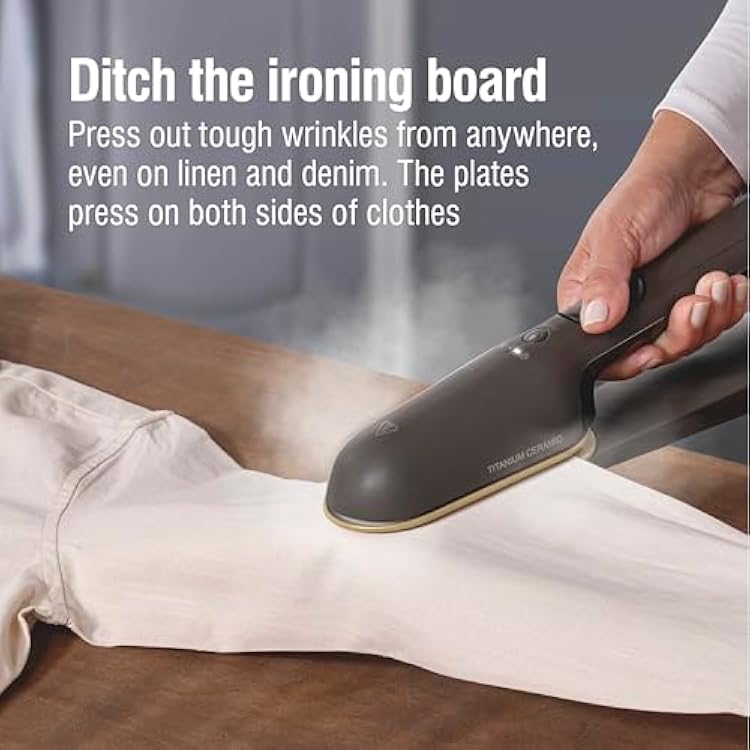 CHI SteamPress 3-in-1 Handheld Garment Steamer & Clamping Steam Iron, No Ironing Board Needed, 200ml Water Tank, 9 Minutes of Steaming, 25 Second Fast Heat-Up, 1500 Watts, 10 Cord, Black (11600)