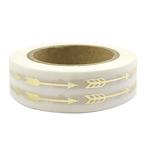 Wrapables Colorful Patterns Washi Masking Tape, Gold Arrows