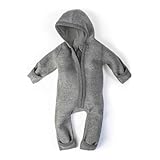 Ehrenkind® WALKOVERALL | Baby Wollwalk-Overalls aus Natur Schurwolle mit Reißverschluss | Walk Wolle Woll-Anzug für Kleinkind und Baby Grau Gr. 50/56