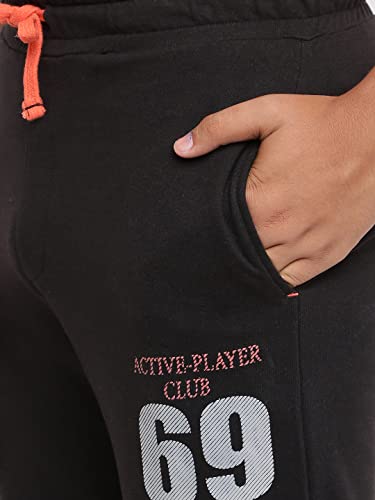 Image of Li'l Tomatoes Boys Drawstring Regular Fit Printed Cotton Trackpant Black