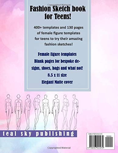 Fashion Sketch Book for Teens: Fashion figure template sketchbook with 170 + female croquis for fashion sketch design | Additional blank pages for bespoke sketches - Image 2
