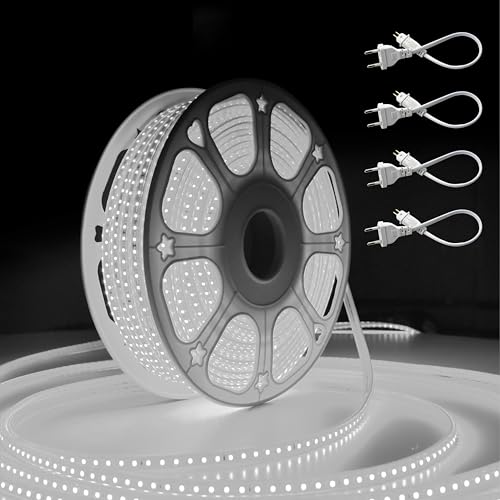 Image of Forus 40 Meter LED Rope Strip Light | Waterproof Outdoor Flexible Decorative Lighting | LED Neon Rope Light for Diwali, Christmas, Balcony, Ceiling & Home Decor, Cool White 1Pc with 4 Connectors