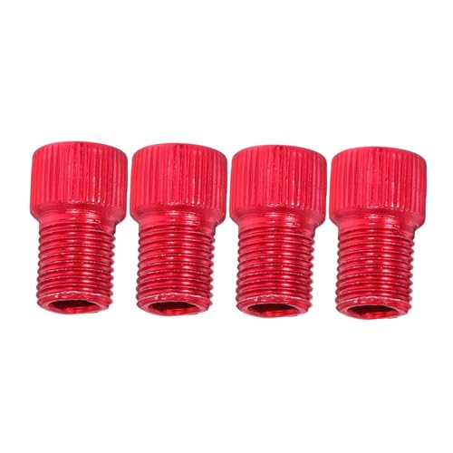 CORHAD 4 Piezas Adaptador Válvula Bicicleta Aluminio Convertidor para Bomba Aire Carretera Rojo