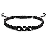 Btysun Initial Bracelet Gifts for Her Braided Bracelets for Women Men Letter Charm B&R Adjustable Trendy Christmas Jewelry for Girlfriend Wife Husband Boyfriend
