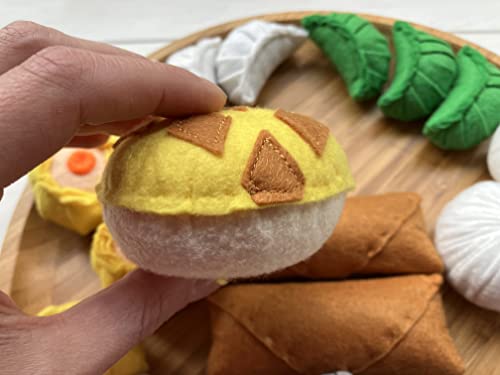 Chinese Dim Sum Set With Bolo Bao/Small Set/Handmade Felt Play Food For Kids/Pretend Play/Montessori Educational Kitchen Toys/Role Play/Ready To Ship (Small Set) #TOP6