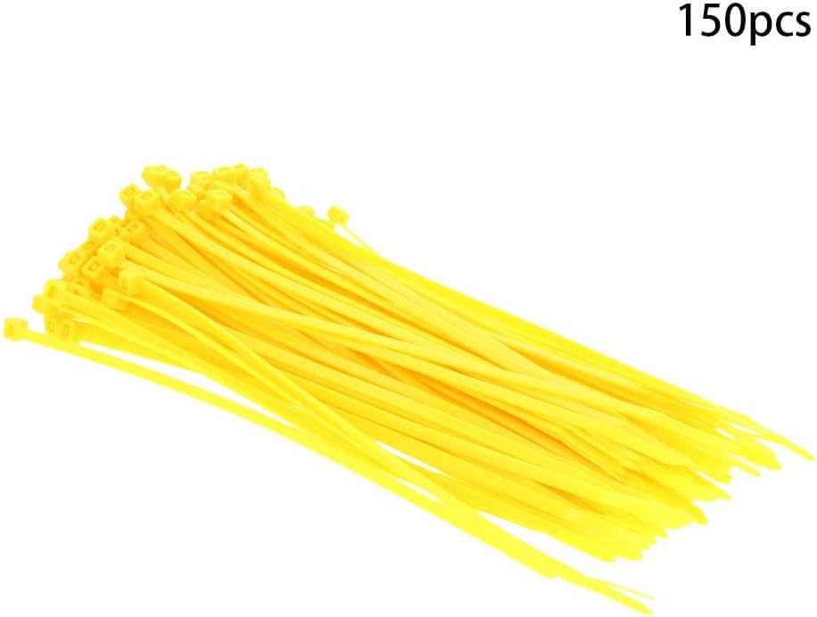 MroMax Cable Zip Ties 7.87 Inch x 0.14 Inch(L x W) UV Resistant Self-Locking Nylon Tie Wraps for Multi-Purpose Use Indoor and Outdoor, Yellow 150pcs