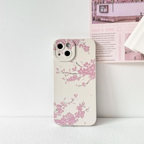 NITITOP Compatible with iPhone 14 Case Cute Aesthetic Cherry Blossom Pattern Design for Women Girls Soft TPU Shockproof Full Camera Protective Phone Cover - White Pink by NITITOP - Image 7