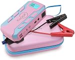 XoooX Pink Portable Car Battery Jump Starter Kit with Jumper Cables, LED Light and Case; 12V Jump Start Battery Pack; Portable Battery Charger for USB/USB-C Devices