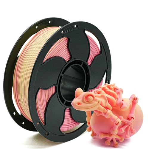 Matte Dual Bi Color Yellow Pink PLA Filament 2 in 1, 1.75mm High Speed 600mm/s Coextrusion 3D Printer Filament Rapid Magic Color Change, Matte PLA 1kg (2.2lbs) Spool Perfectly Hide The Layer Line