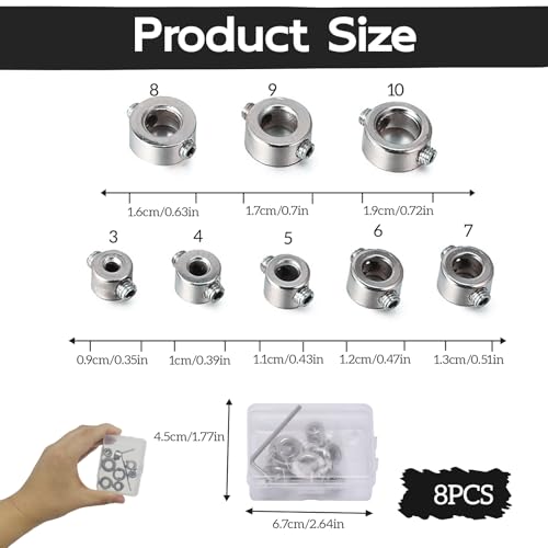 Miniatura 3 de 8 Piezas Taladro Profundidad Tope Anillo, Limitador De Profundidad De Perforación, Kit De Posicionamiento Para, 3 4 5 6 7 8 9 10mm