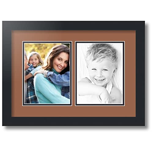 ArtToFrames Collage Photo Frame Double Mat with 2 - 6x8 Openings and Satin Black Frame